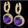 Image 1 : 4 ctw Amethyst & Micro Pave VS/SI Diamond Designer 18k Yellow Gold - REF-87N8F