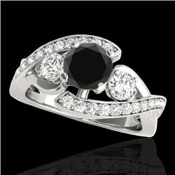 2.01 ctw Certified VS Black Diamond Bypass Solitaire Ring 10k White Gold - REF-85A2N