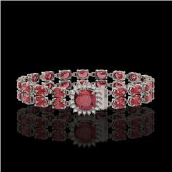 17.35 ctw Tourmaline & Diamond Bracelet 14K White Gold - REF-245A5N