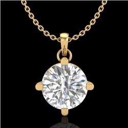 1 ctw VS/SI Diamond Solitaire Art Deco Stud Necklace 18k Yellow Gold - REF-345W5H