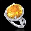 Image 2 : 10 ctw Citrine & Micro Pave VS/SI Diamond Ring 18k White Gold - REF-80A2N