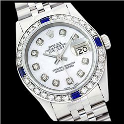 Rolex Ladies Stainless Steel, Diam Dial & Diam/Sapphire Bezel, Sapphire Crystal