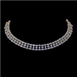 35.93 ctw Tanzanite & Diamond Necklace 10K Yellow Gold - REF-527R3K