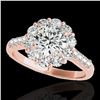 Image 1 : 2 ctw Certified Diamond Solitaire Halo Ring 10k Rose Gold - REF-225Y2X