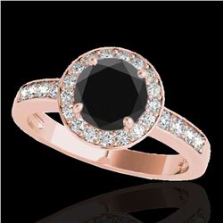 2 ctw Certified VS Black Diamond Solitaire Halo Ring 10k Rose Gold - REF-65X5A