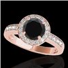 Image 1 : 2 ctw Certified VS Black Diamond Solitaire Halo Ring 10k Rose Gold - REF-65X5A