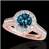 Image 1 : 2.22 ctw SI Certified Fancy Blue Diamond Halo Ring 10k Rose Gold - REF-211M4G