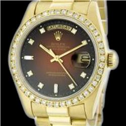 Rolex Men's 18K Yellow President, QuickSet, Diamond Dial & Diamond Bezel