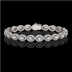 8.06 ctw Oval Cut Diamond Micro Pave Bracelet 18K White Gold - REF-699A3N