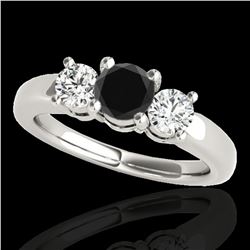 2 ctw Certified VS Black Diamond 3 Stone Solitaire Ring 10k White Gold - REF-139A3N