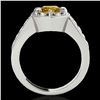 Image 2 : 2 ctw Certified SI/I Fancy Intense Yellow Diamond Halo Ring 10k White Gold - REF-259A3N