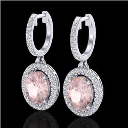 3.25 ctw Morganite & Micro Pave VS/SI Diamond Earrings 18k White Gold - REF-136M4G