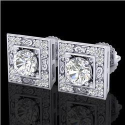 1.63 ctw VS/SI Diamond Solitaire Art Deco Stud Earrings 18k White Gold - REF-254N5F