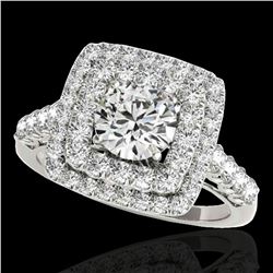 2.05 ctw Certified Diamond Solitaire Halo Ring 10k White Gold - REF-204H5R