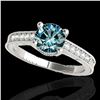 1.45 ctw SI Certified Blue Diamond Solitaire Antique Ring 10k White Gold - REF-150K2Y
