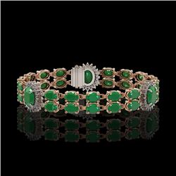 20.99 ctw Emerald & Diamond Bracelet 14K Rose Gold - REF-263Y6X