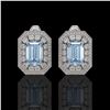 10.91 ctw Aquamarine & Diamond Victorian Earrings 14K White Gold - REF-327R3K