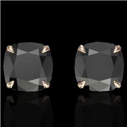 6 ctw Cushion Black Diamond Designer Earrings 14k Rose Gold - REF-163R6K