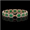 Image 2 : 38.61 ctw Emerald & Diamond Micro Pave Halo Bracelet 10k Rose Gold - REF-456G5W