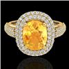 Image 1 : 3.50 ctw Citrine & Micro Pave VS/SI Diamond Ring 14k Yellow Gold - REF-98F2M