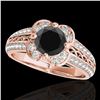 Image 1 : 1.5 ctw Certified VS Black Diamond Solitaire Halo Ring 10k Rose Gold - REF-57Y5X