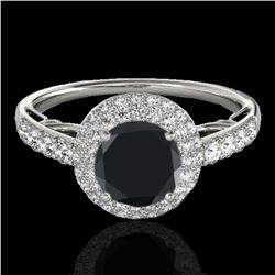 1.65 ctw Certified VS Black Diamond Solitaire Halo Ring 10k White Gold - REF-66H8R