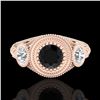 Image 2 : 1.06 ctw Fancy Black Diamond Art Deco 3 Stone Ring 18k Rose Gold - REF-123F6M