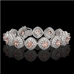 31.35 ctw Morganite & Diamond Victorian Bracelet 14K White Gold - REF-1063K3Y