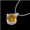 Image 2 : 1 ctw Intense Fancy Yellow Diamond Art Deco Necklace 18k White Gold - REF-225K5Y