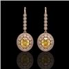 Image 1 : 7.65 ctw Canary Citrine & Diamond Victorian Earrings 14K Rose Gold - REF-216W9H