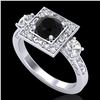 1.55 ctw Fancy Black Diamond Art Deco 3 Stone Ring 18k White Gold - REF-149N3F
