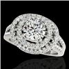 1.75 ctw Certified Diamond Solitaire Halo Ring 10k White Gold - REF-211F4M