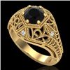 1.07 ctw Fancy Black Diamond Engagment Art Deco Ring 18k Yellow Gold - REF-85R5K