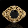 Image 2 : 1.07 ctw Fancy Black Diamond Engagment Art Deco Ring 18k Yellow Gold - REF-85R5K