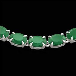 40 ctw Emerald Eternity Tennis Necklace 14k White Gold - REF-254N5F