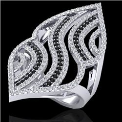 2 ctw Micro Pave Black & White VS/SI Diamond Ring 14k White Gold - REF-162W5H