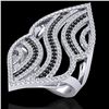 2 ctw Micro Pave Black & White VS/SI Diamond Ring 14k White Gold - REF-162W5H