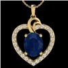 4 ctw Sapphire & VS/SI Diamond Designer Heart Necklace 14k Yellow Gold - REF-74A9N