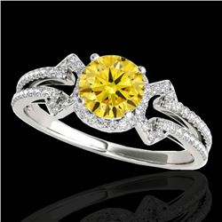 1.36 ctw Certified SI/I Fancy Intense Yellow Diamond Ring 10k White Gold - REF-204X5A