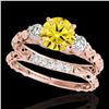 Image 1 : 1.35 ctw SI/I Fancy Intense Yellow Diamond 3 Stone Set 10k Rose Gold - REF-177G3W
