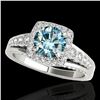 1.75 ctw SI Certified Fancy Blue Diamond Halo Ring 10k White Gold - REF-135F2M