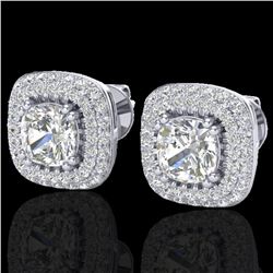 2.16 ctw Micro Pave VS/SI Diamond Earrings Halo 18k White Gold - REF-250Y2X