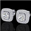 2.16 ctw Micro Pave VS/SI Diamond Earrings Halo 18k White Gold - REF-250Y2X