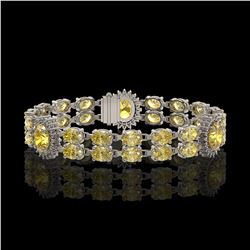 15.74 ctw Citrine & Diamond Bracelet 14K White Gold - REF-254G5W