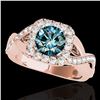 1.65 ctw SI Certified Fancy Blue Diamond Halo Ring 10k Rose Gold - REF-163W6H