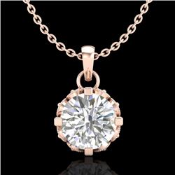 0.85 ctw VS/SI Diamond Solitaire Art Deco Stud Necklace 18k Rose Gold - REF-138H4R