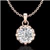 0.85 ctw VS/SI Diamond Solitaire Art Deco Stud Necklace 18k Rose Gold - REF-138H4R