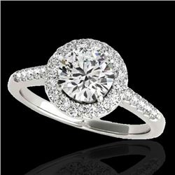 2 ctw Certified Diamond Solitaire Halo Ring 10k White Gold - REF-354F5M