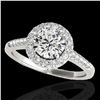 2 ctw Certified Diamond Solitaire Halo Ring 10k White Gold - REF-354F5M