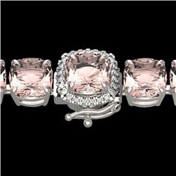 35 ctw Morganite & Micro Pave Diamond Bracelet 14k White Gold - REF-494H4R